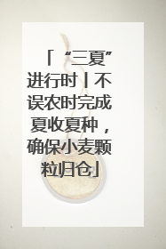 “三夏”进行时丨不误农时完成夏收夏种，确保小麦颗粒归仓