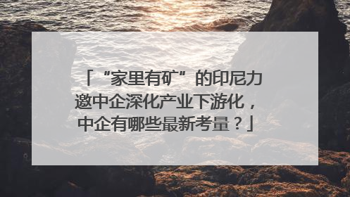 “家里有矿”的印尼力邀中企深化产业下游化，中企有哪些最新考量？