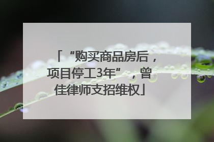 “购买商品房后，项目停工3年”，曾佳律师支招维权
