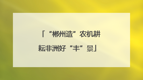 “郴州造”农机耕耘非洲好“丰”景