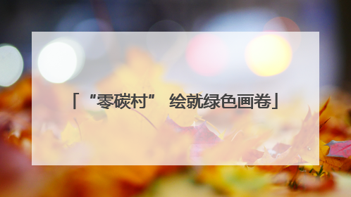 “零碳村” 绘就绿色画卷