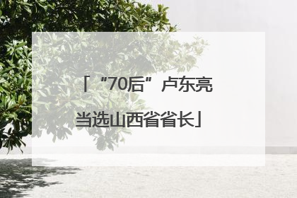 “70后”卢东亮当选山西省省长