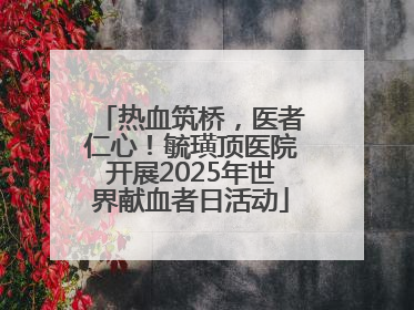 热血筑桥，医者仁心！毓璜顶医院开展2025年世界献血者日活动