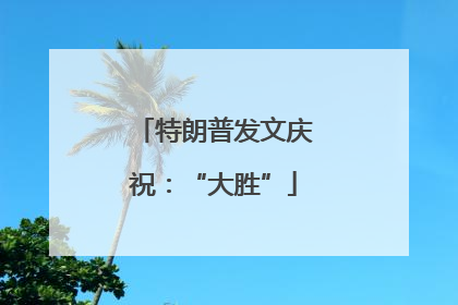 特朗普发文庆祝：“大胜”