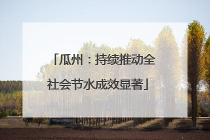 瓜州：持续推动全社会节水成效显著