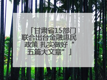 甘肃省15部门联合出台金融惠民政策 扎实做好“五篇大文章”