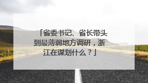 省委书记、省长带头到最薄弱地方调研，浙江在谋划什么？