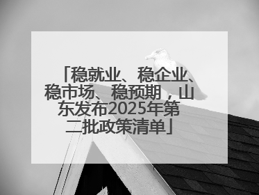 稳就业、稳企业、稳市场、稳预期，山东发布2025年第二批政策清单