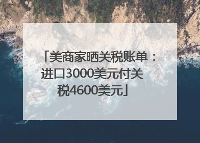 美商家晒关税账单：进口3000美元付关税4600美元