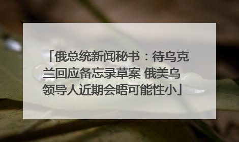 俄总统新闻秘书：待乌克兰回应备忘录草案 俄美乌领导人近期会晤可能性小