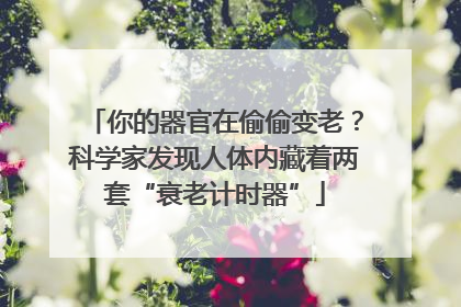 你的器官在偷偷变老？科学家发现人体内藏着两套“衰老计时器”