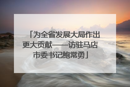 为全省发展大局作出更大贡献——访驻马店市委书记鲍常勇