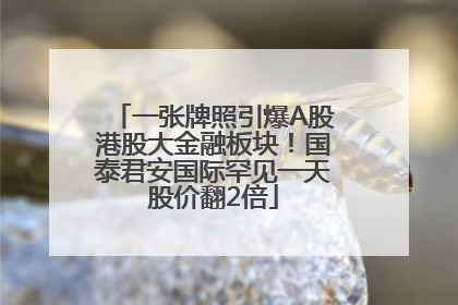 一张牌照引爆A股港股大金融板块！国泰君安国际罕见一天股价翻2倍