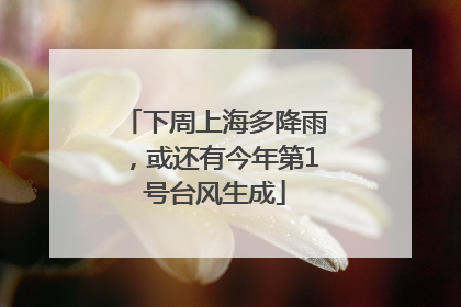 下周上海多降雨，或还有今年第1号台风生成