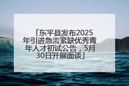 东平县发布2025年引进急需紧缺优秀青年人才初试公告，5月30日开展面谈