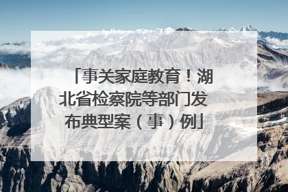 事关家庭教育！湖北省检察院等部门发布典型案（事）例