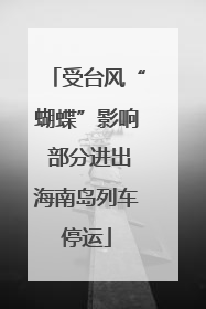 受台风“蝴蝶”影响 部分进出海南岛列车停运