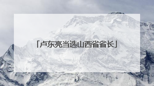 卢东亮当选山西省省长