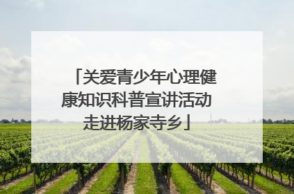 关爱青少年心理健康知识科普宣讲活动走进杨家寺乡