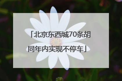 北京东西城70条胡同年内实现不停车