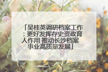 吴桂英调研档案工作：更好发挥存史资政育人作用 推动长沙档案事业高质量发展