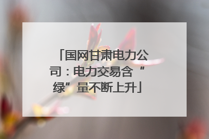 国网甘肃电力公司：电力交易含“绿”量不断上升