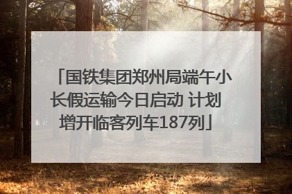 国铁集团郑州局端午小长假运输今日启动 计划增开临客列车187列