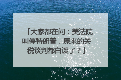 大家都在问：美法院叫停特朗普，原来的关税谈判都白谈了？
