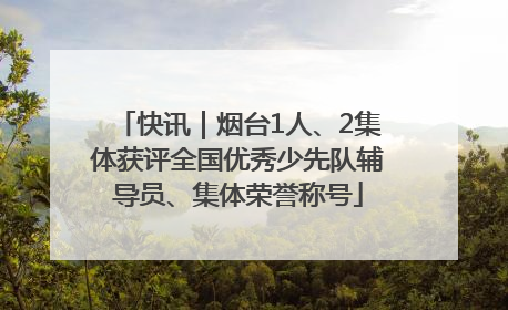快讯｜烟台1人、2集体获评全国优秀少先队辅导员、集体荣誉称号