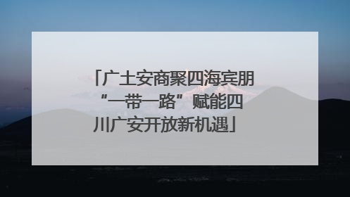 广土安商聚四海宾朋 “一带一路”赋能四川广安开放新机遇
