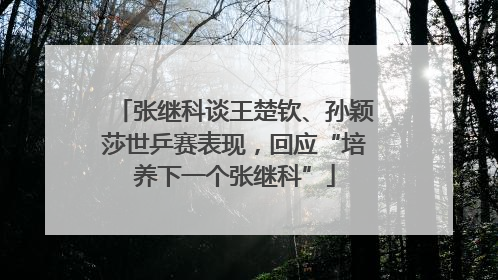 张继科谈王楚钦、孙颖莎世乒赛表现，回应“培养下一个张继科”