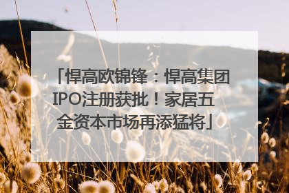 悍高欧锦锋：悍高集团IPO注册获批！家居五金资本市场再添猛将