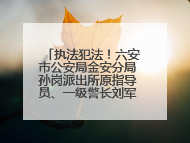 执法犯法！六安市公安局金安分局孙岗派出所原指导员、一级警长刘军被“双开”