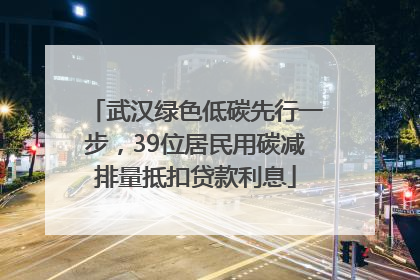 武汉绿色低碳先行一步，39位居民用碳减排量抵扣贷款利息