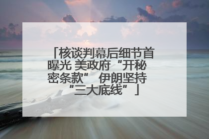 核谈判幕后细节首曝光 美政府“开秘密条款” 伊朗坚持“三大底线”