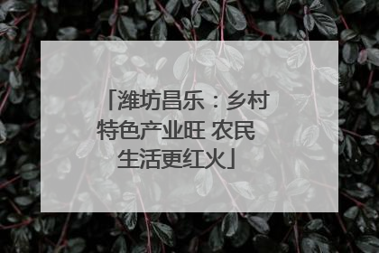 潍坊昌乐：乡村特色产业旺 农民生活更红火
