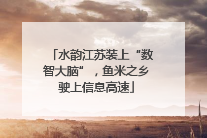 水韵江苏装上“数智大脑”，鱼米之乡驶上信息高速