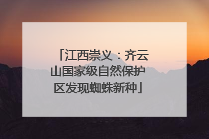 江西崇义：齐云山国家级自然保护区发现蜘蛛新种