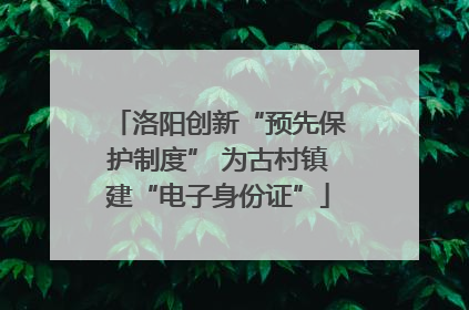 洛阳创新“预先保护制度” 为古村镇建“电子身份证”