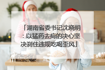 湖南省委书记沈晓明：以猛药去疴的决心坚决刹住违规吃喝歪风