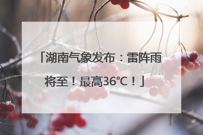 湖南气象发布：雷阵雨将至！最高36℃！