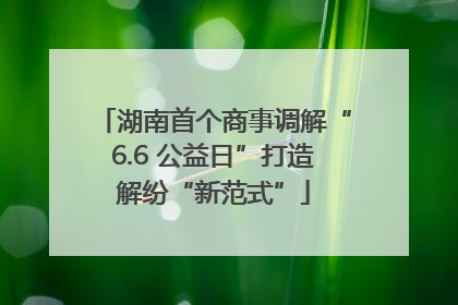 湖南首个商事调解“6.6 公益日”打造解纷“新范式”