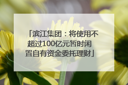 滨江集团：将使用不超过100亿元暂时闲置自有资金委托理财