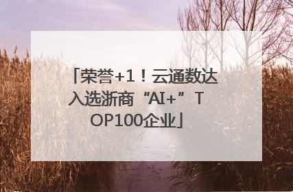 荣誉+1！云通数达入选浙商“AI+”TOP100企业