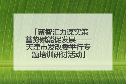 聚智汇力谋实策 蓄势赋能促发展——天津市发改委举行专题培训研讨活动