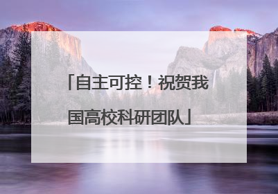 自主可控！祝贺我国高校科研团队