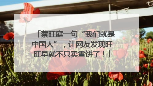 蔡旺庭一句“我们就是中国人”，让网友发现旺旺早就不只卖雪饼了！