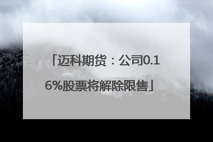 迈科期货：公司0.16%股票将解除限售