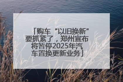 购车“以旧换新”要抓紧了，郑州宣布将暂停2025年汽车置换更新业务
