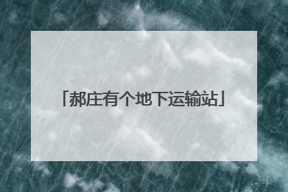 郝庄有个地下运输站